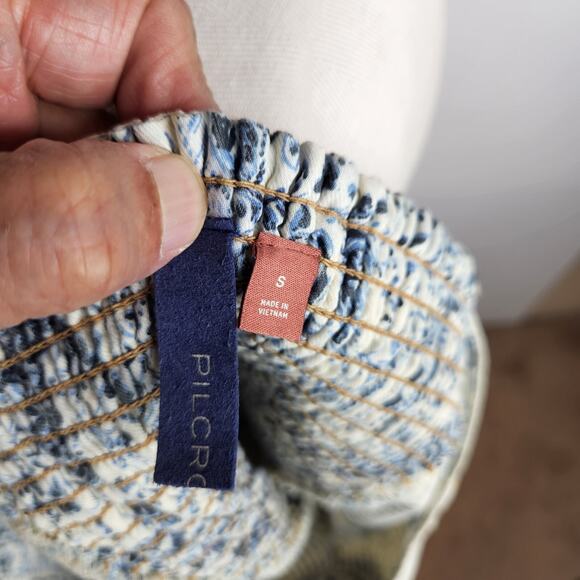 NWT Pilcro Cream and Gray Strapless Button-Down Blouse. Anthropolgie - Picture 7 of 9